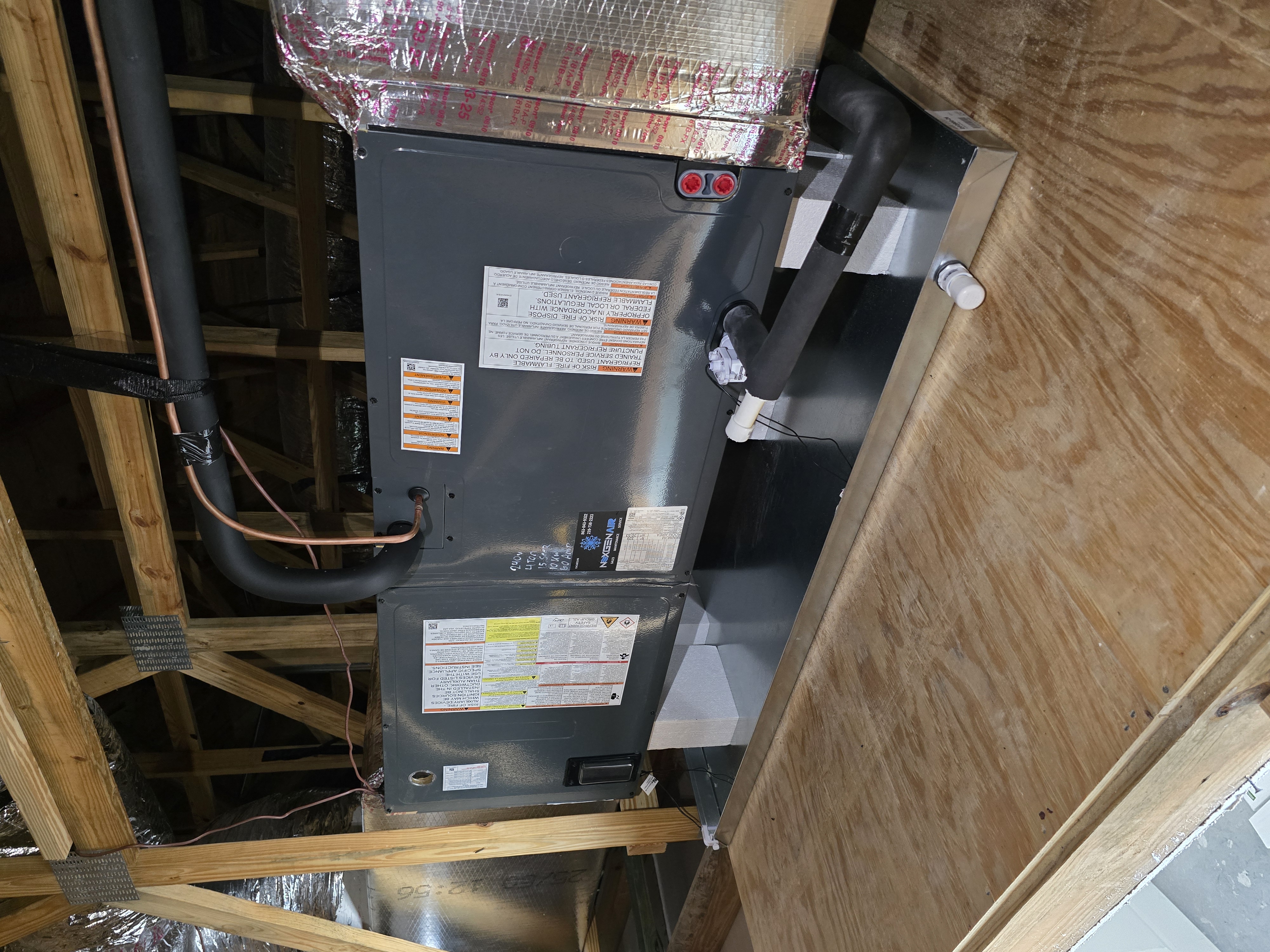 Air handler installed in attic